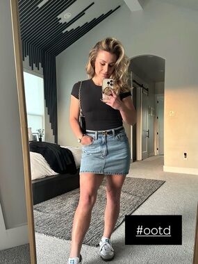 Abercrombie & Fitch Light Blue High-Rise Denim Skirt